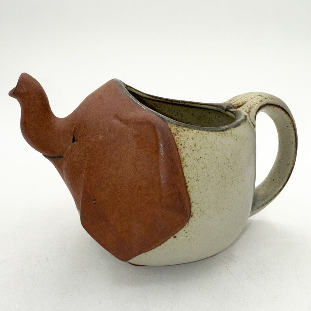 Vintage UCTCI Elephant Pitcher Stoneware Ceramic Handled MCM Japan